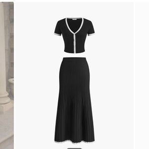 BRAND NEW Minimalism Contrast Trim Sweater Skirt Set